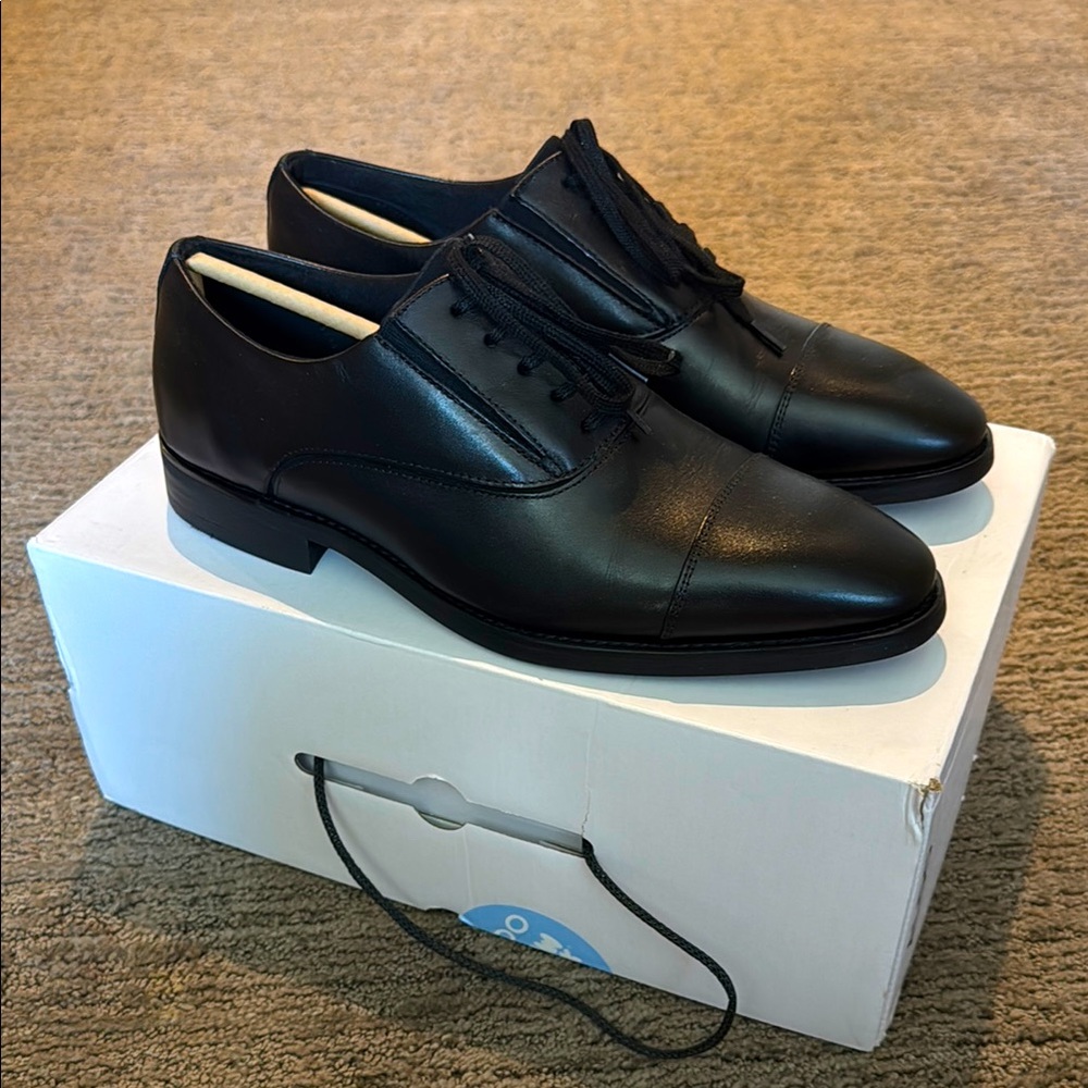 Aldo Paxley New Never Worn Black Leather Men's Cap Toe Oxford Dress Shoes